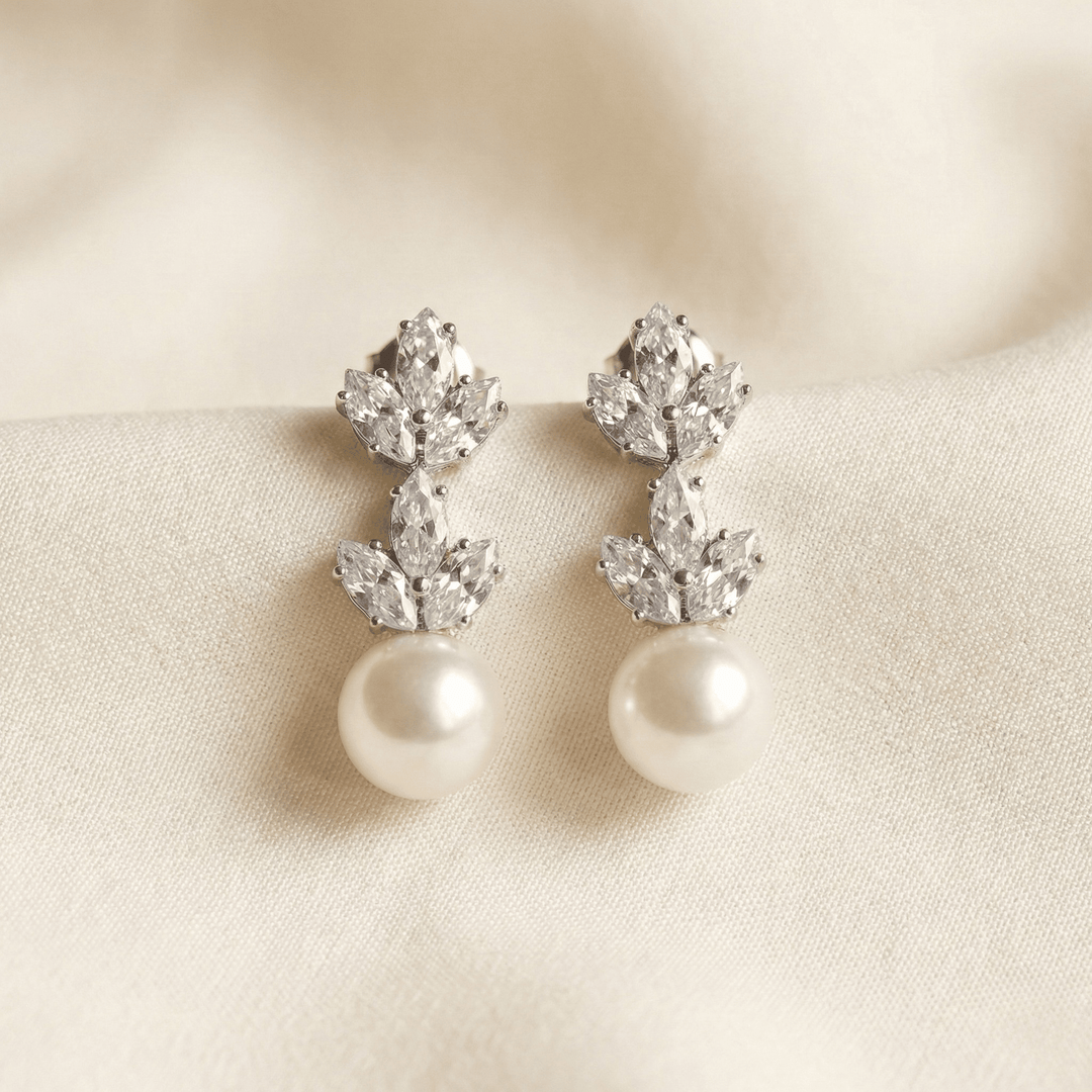 Crystal Leaf Pearl Drops