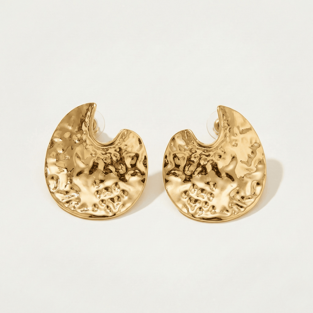 Hammered Crescent Studs