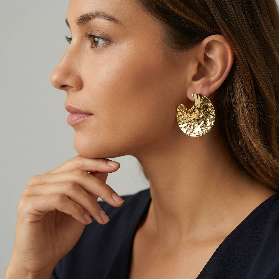 Hammered Crescent Studs