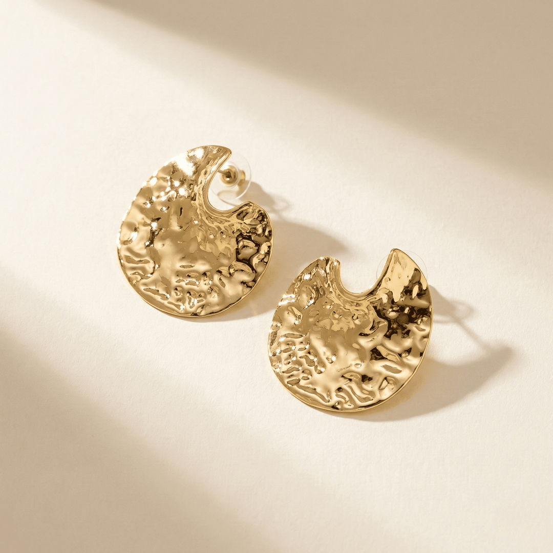 Hammered Crescent Studs