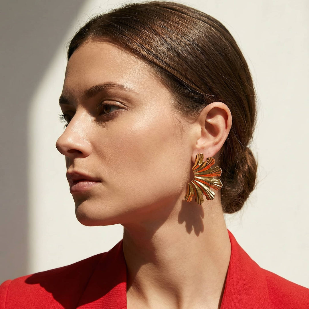 Sculpted Leaf Studs