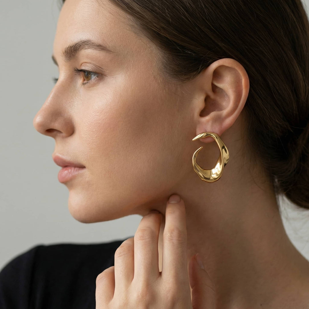 Sculpted Wave Hoops